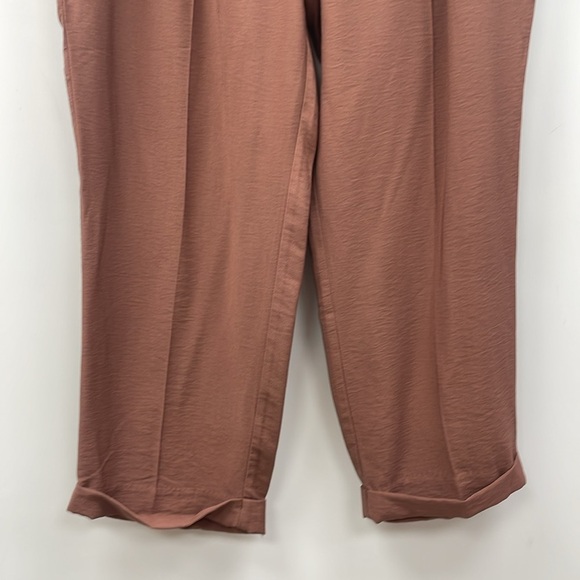 Ann Taylor LOFT High Rise Pleated Tapered Trouser Pant Minimalist Brown 16 - Picture 3 of 7